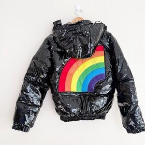 Trollz Black Rainbow Puffer Jacket 6ix9ine Size Large